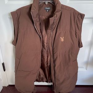 playboy brown puffer vest